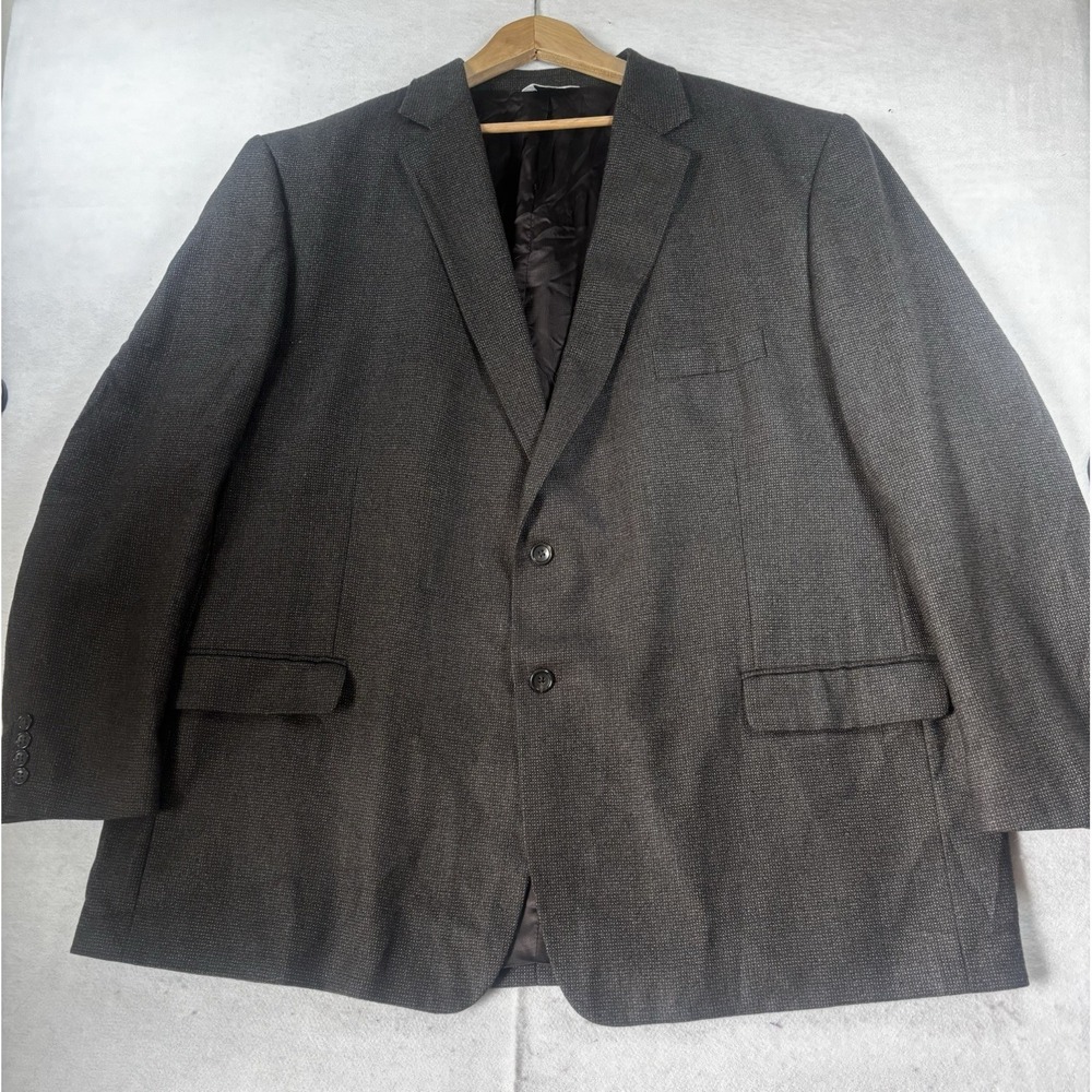 Joseph & Feiss 56L Brown Houndstooth 100% Lambs Wool Blazer Jacket Sport Coat - Picture 1 of 13